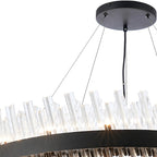 Regent Chatou 2 Tier 80cm + 1m 56 Light Pendant Light - Satin Black / Clear