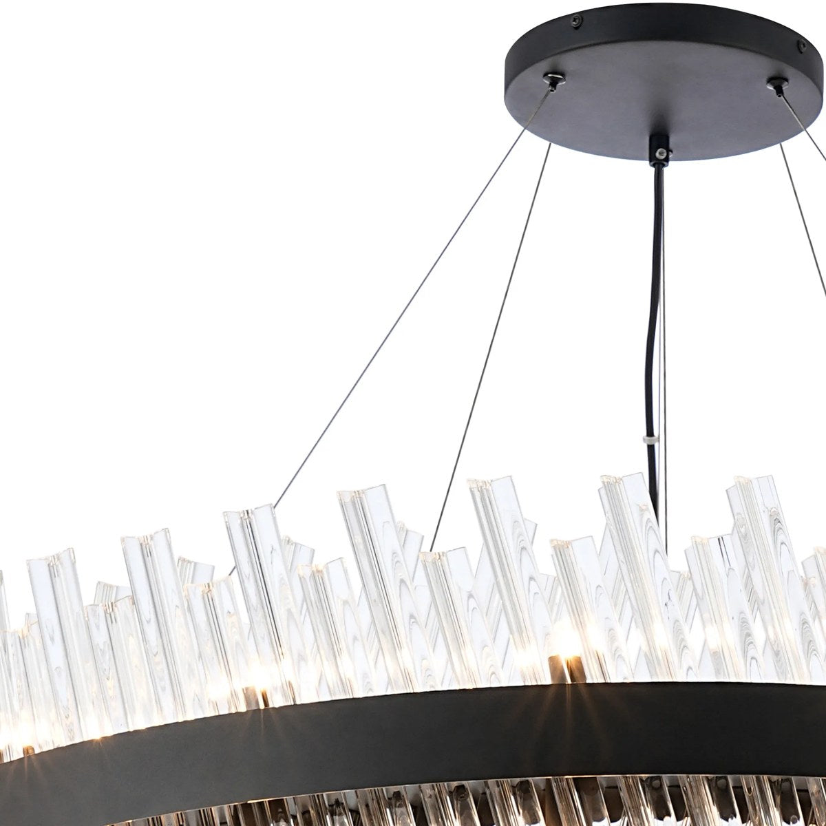 Regent Chatou 2 Tier 80cm + 1m 56 Light Pendant Light - Satin Black / Clear