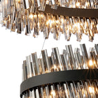Regent Chatou 2 Tier 80cm + 1m 56 Light Pendant Light - Satin Black / Smoke