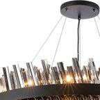 Regent Chatou 2 Tier 80cm + 1m 56 Light Pendant Light - Satin Black / Smoke