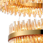 Regent Chatou 2 Tier 80cm + 1m 56 Light Pendant Light - Brass / Amber