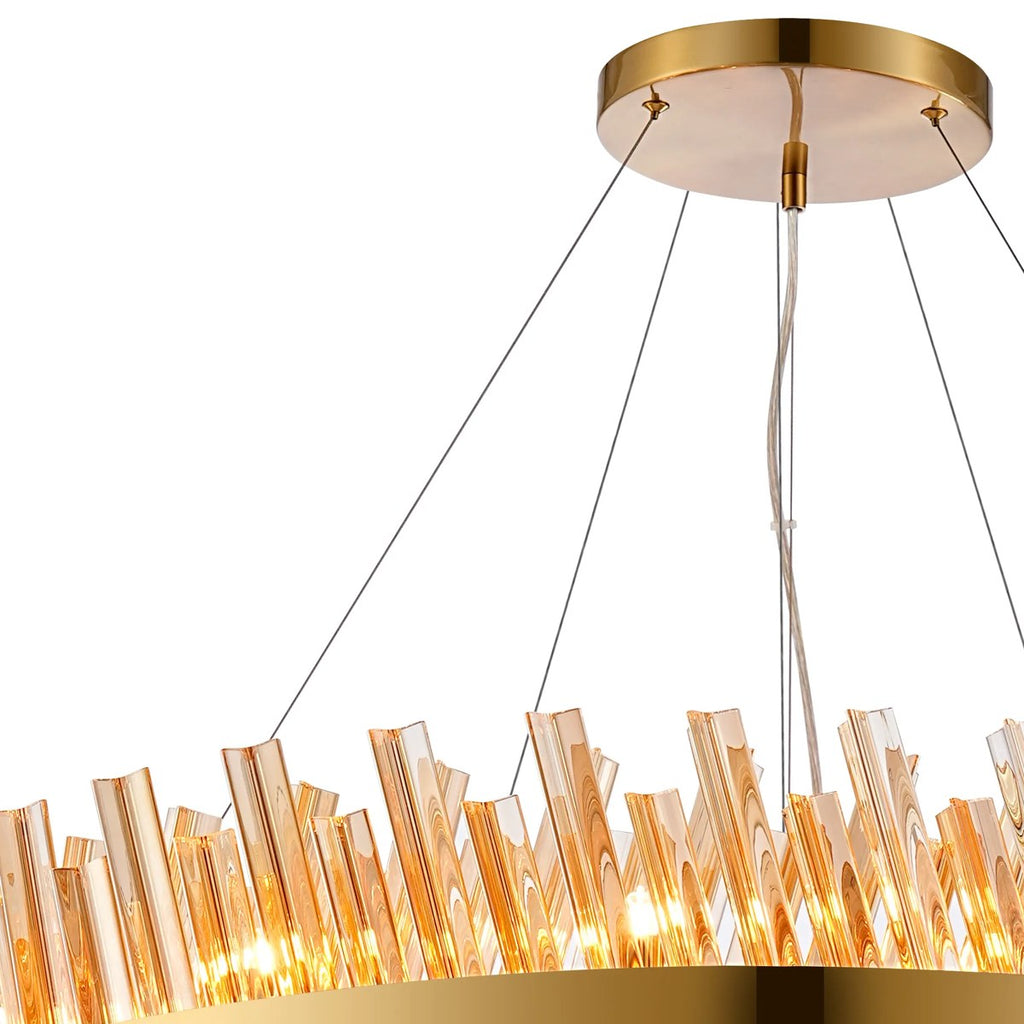 Regent Chatou 2 Tier 80cm + 1m 56 Light Pendant Light - Brass / Amber