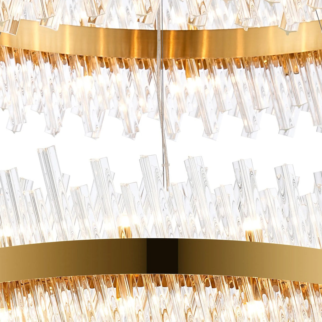 Regent Chatou 2 Tier 80cm + 1m 56 Light Pendant Light - Brass / Clear