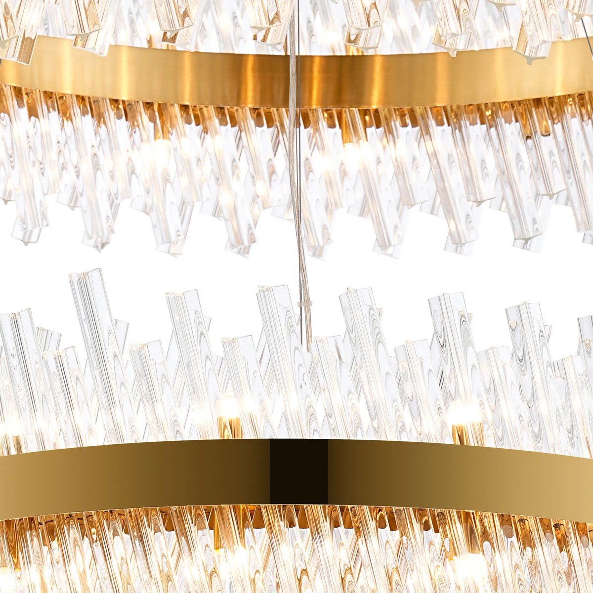 Regent Chatou 2 Tier 80cm + 1m 56 Light Pendant Light - Brass / Clear