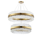 Regent Chatou 2 Tier 80cm + 1m 56 Light Pendant Light - Brass / Clear