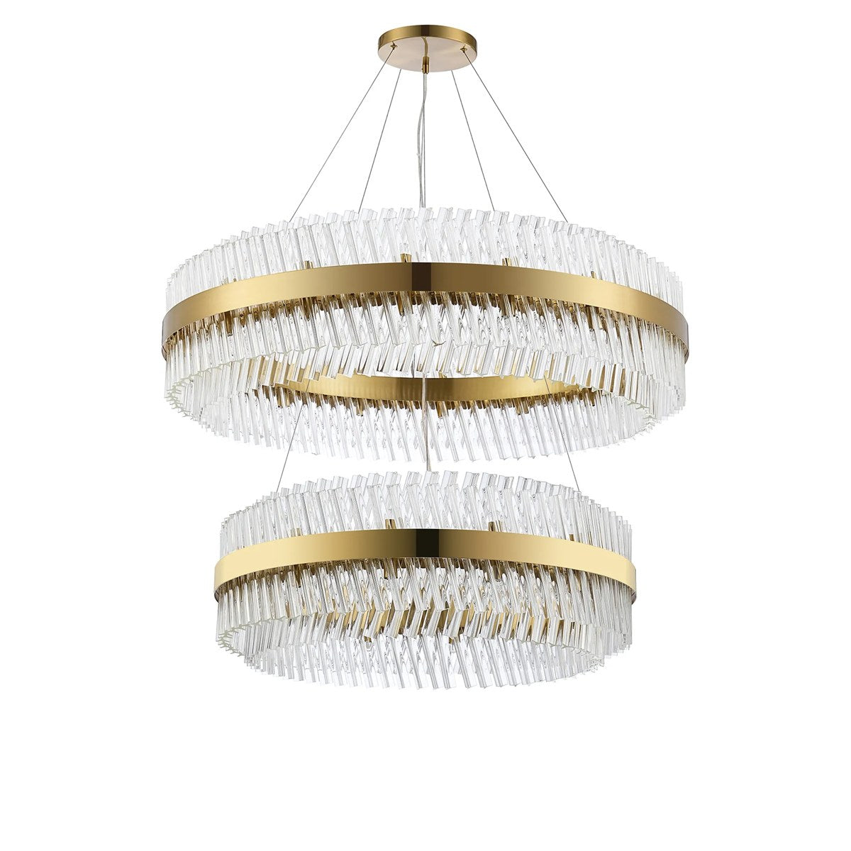Regent Chatou 2 Tier 80cm + 1m 56 Light Pendant Light - Brass / Clear