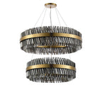 Regent Chatou 2 Tier 80cm + 1m 56 Light Pendant Light - Brass / Smoke