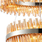 Regent Chatou 2 Tier 80cm + 1m 56 Light Pendant Light - Polished Nickel / Amber