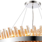 Regent Chatou 2 Tier 80cm + 1m 56 Light Pendant Light - Polished Nickel / Amber