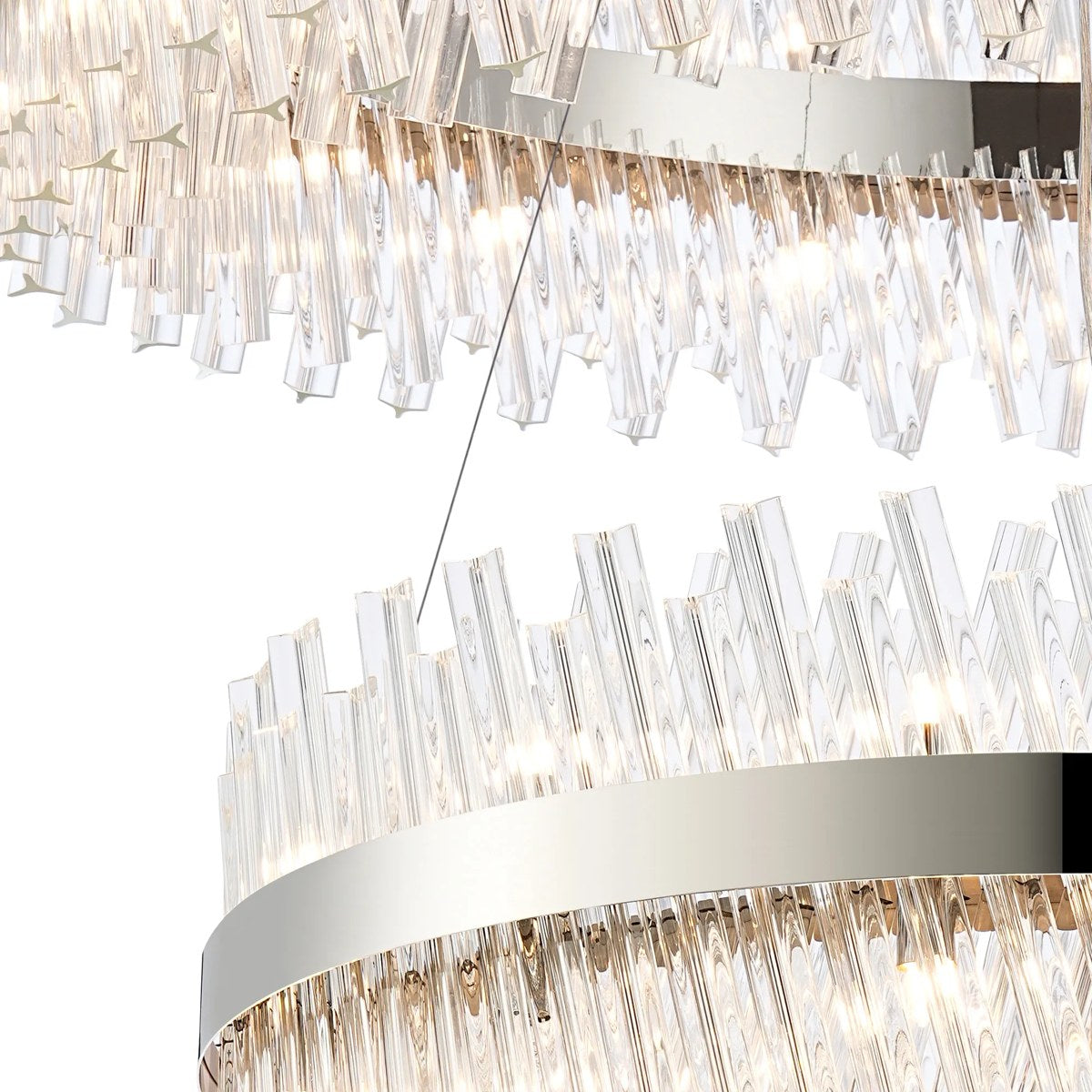 Regent Chatou 2 Tier 80cm + 1m 56 Light Pendant Light - Polished Nickel / Clear