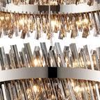 Regent Chatou 2 Tier 80cm + 1m 56 Light Pendant Light - Polished Nickel / Smoke