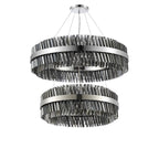Regent Chatou 2 Tier 80cm + 1m 56 Light Pendant Light - Polished Nickel / Smoke