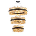 Regent Chatou 3 Tier 60cm + 80cm + 1m 74 Light Pendant Light - Satin Black / Amber