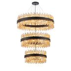 Regent Chatou 3 Tier 60cm + 80cm + 1m 74 Light Pendant Light - Satin Black / Amber