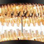 Regent Chatou 3 Tier 60cm + 80cm + 1m 74 Light Pendant Light - Satin Black / Amber