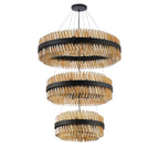 Regent Chatou 3 Tier 60cm + 80cm + 1m 74 Light Pendant Light - Satin Black / Amber