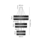 Regent Chatou 3 Tier 60cm + 80cm + 1m 74 Light Pendant Light - dimensions