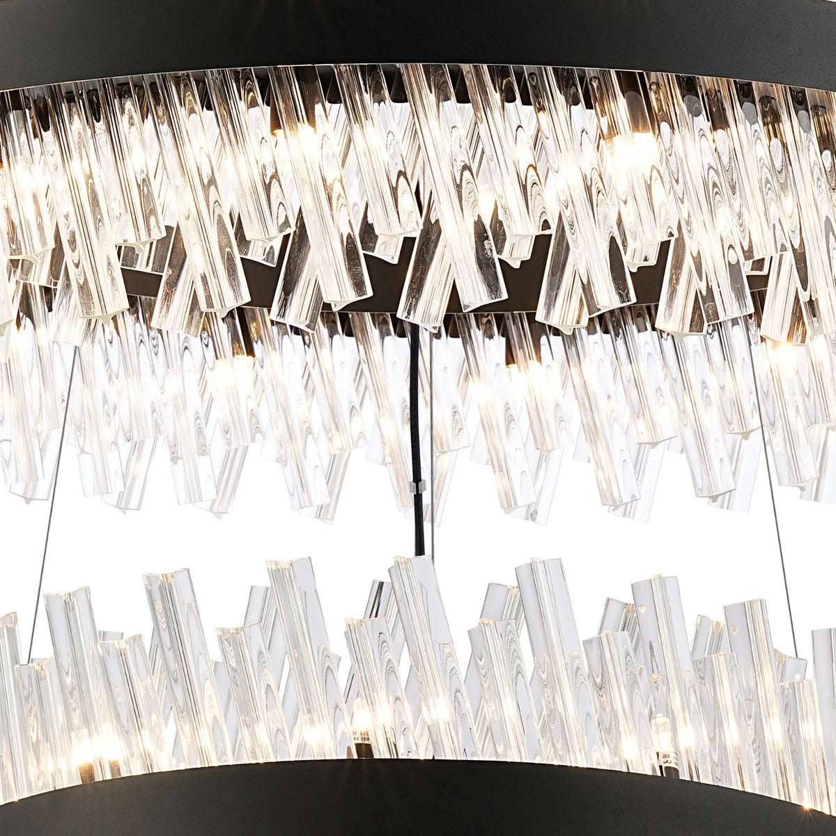 Regent Chatou 3 Tier 60cm + 80cm + 1m 74 Light Pendant Light - Satin Black / Clear