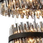 Regent Chatou 3 Tier 60cm + 80cm + 1m 74 Light Pendant Light - Satin Black / Smoke