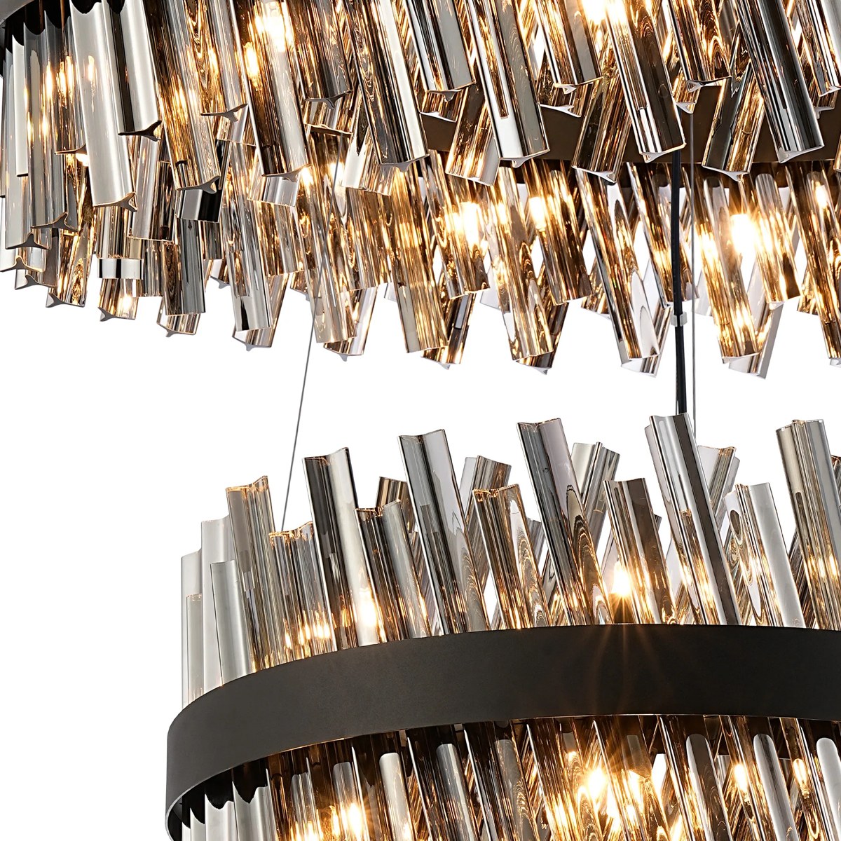 Regent Chatou 3 Tier 60cm + 80cm + 1m 74 Light Pendant Light - Satin Black / Smoke