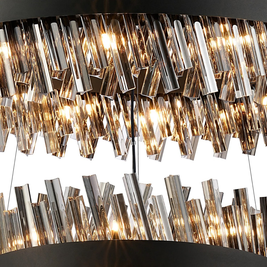 Regent Chatou 3 Tier 60cm + 80cm + 1m 74 Light Pendant Light - Satin Black / Smoke