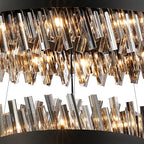 Regent Chatou 3 Tier 60cm + 80cm + 1m 74 Light Pendant Light - Satin Black / Smoke