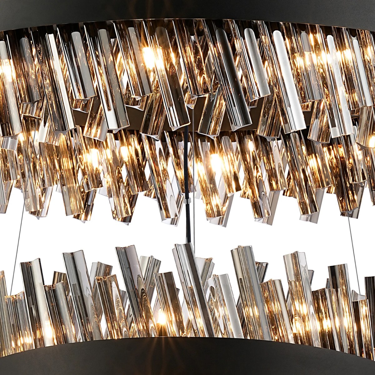 Regent Chatou 3 Tier 60cm + 80cm + 1m 74 Light Pendant Light - Satin Black / Smoke