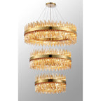 Regent Chatou 3 Tier 60cm + 80cm + 1m 74 Light Pendant Light - Brass / Amber