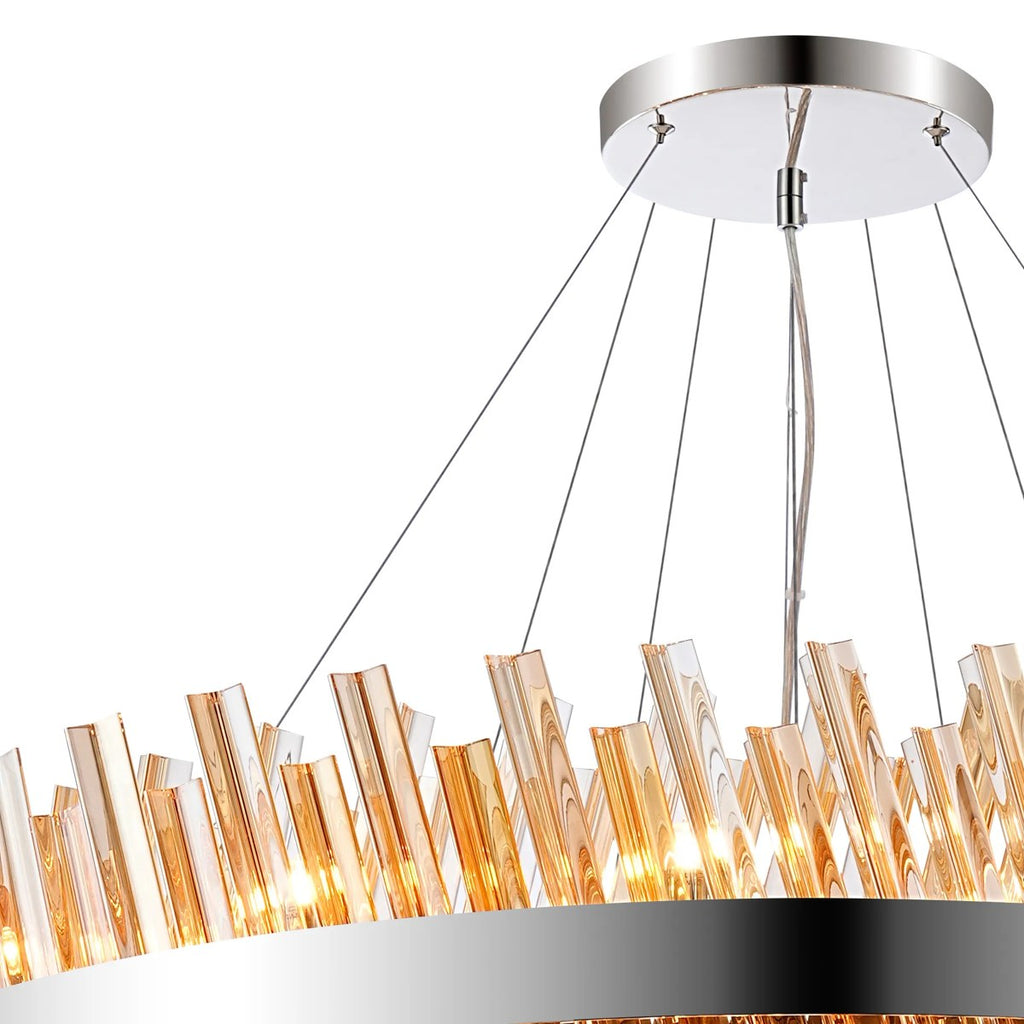 Regent Chatou 3 Tier 60cm + 80cm + 1m 74 Light Pendant Light - Polished Nickel / Amber