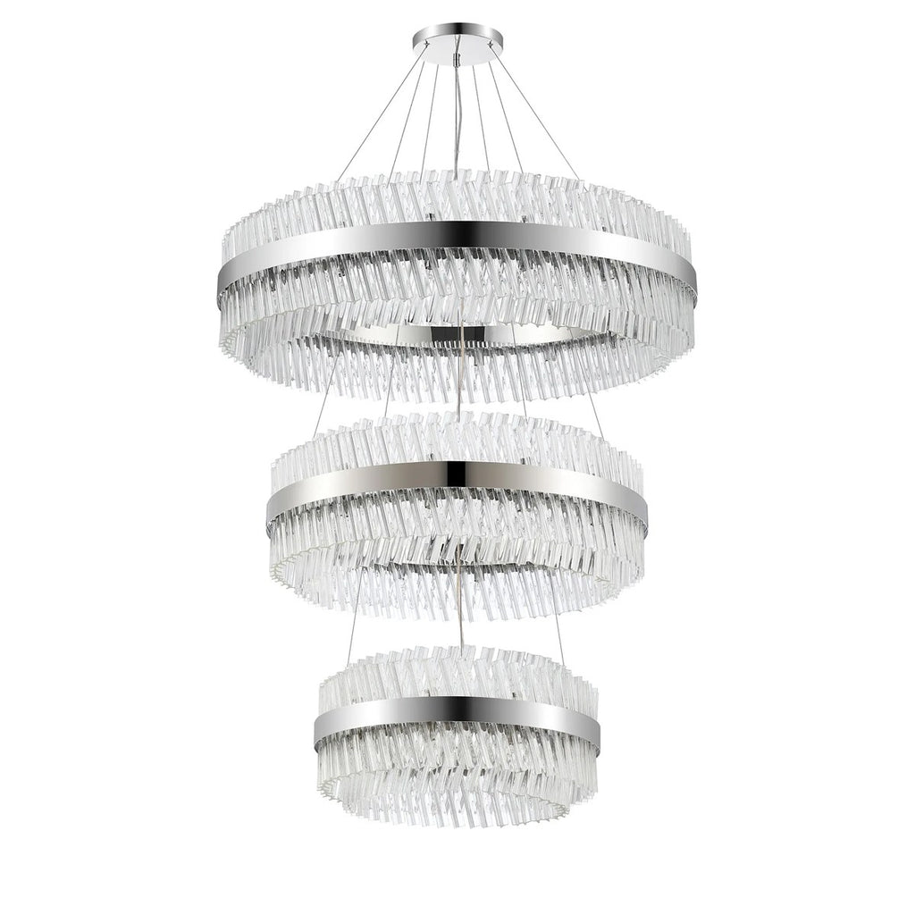 Regent Chatou 3 Tier 60cm + 80cm + 1m 74 Light Pendant Light - Polished Nickel / Clear