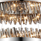 Regent Chatou 3 Tier 60cm + 80cm + 1m 74 Light Pendant Light - Polished Nickel / Smoke