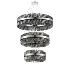 Regent Chatou 3 Tier 60cm + 80cm + 1m 74 Light Pendant Light - Polished Nickel / Smoke