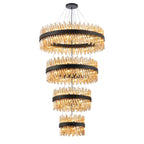 Regent Chatou 4 Tier 84 Light Pendant Light - Satin Black / Amber