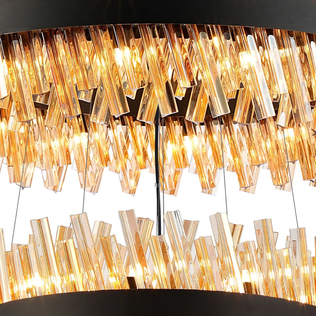 Regent Chatou 4 Tier 84 Light Pendant Light - Satin Black / Amber