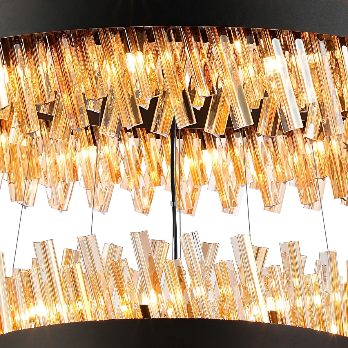 Regent Chatou 4 Tier 84 Light Pendant Light - Satin Black / Amber