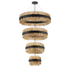 Regent Chatou 4 Tier 84 Light Pendant Light - Satin Black / Amber