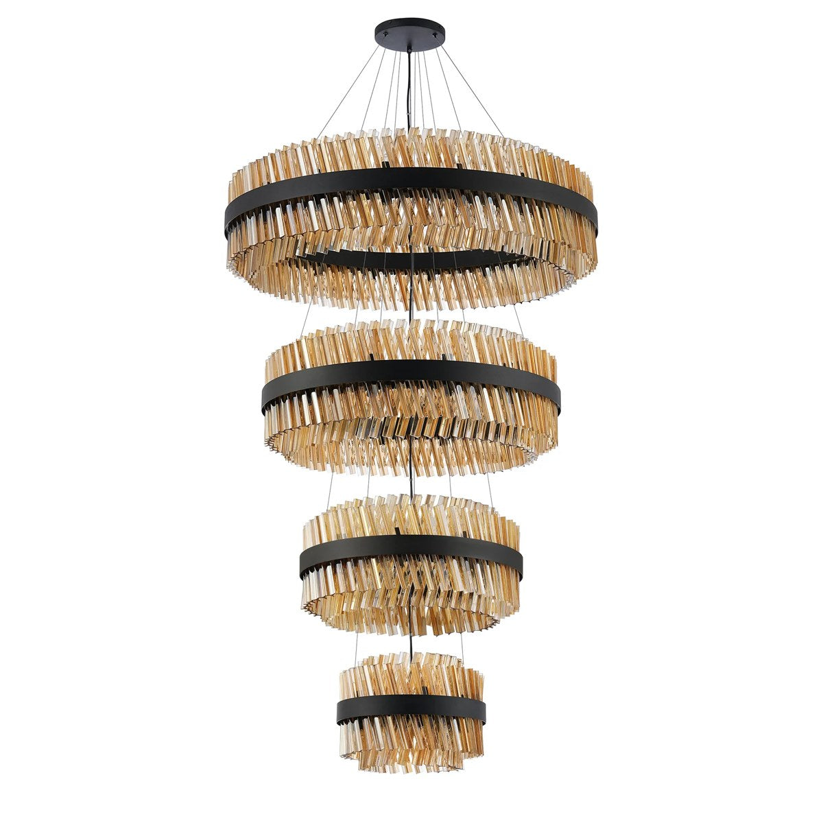 Regent Chatou 4 Tier 84 Light Pendant Light - Satin Black / Amber