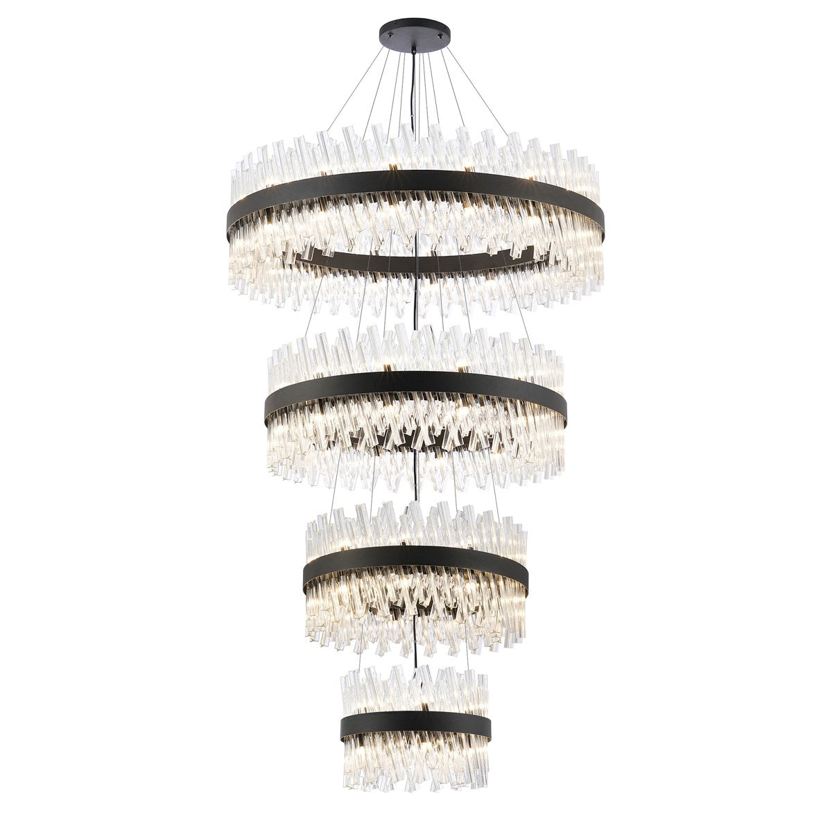 Regent Chatou 4 Tier 84 Light Pendant Light - Satin Black / Clear