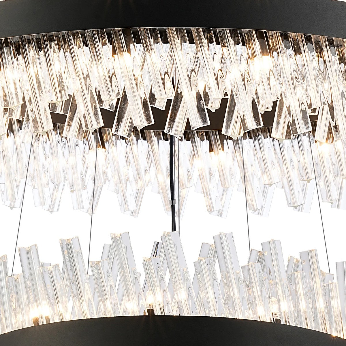 Regent Chatou 4 Tier 84 Light Pendant Light - Satin Black / Clear