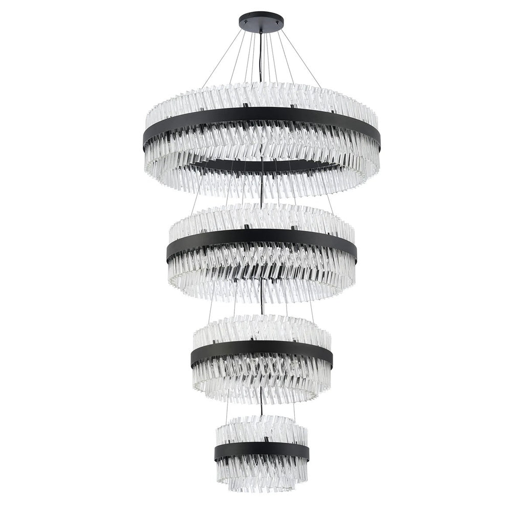 Regent Chatou 4 Tier 84 Light Pendant Light - Satin Black / Clear
