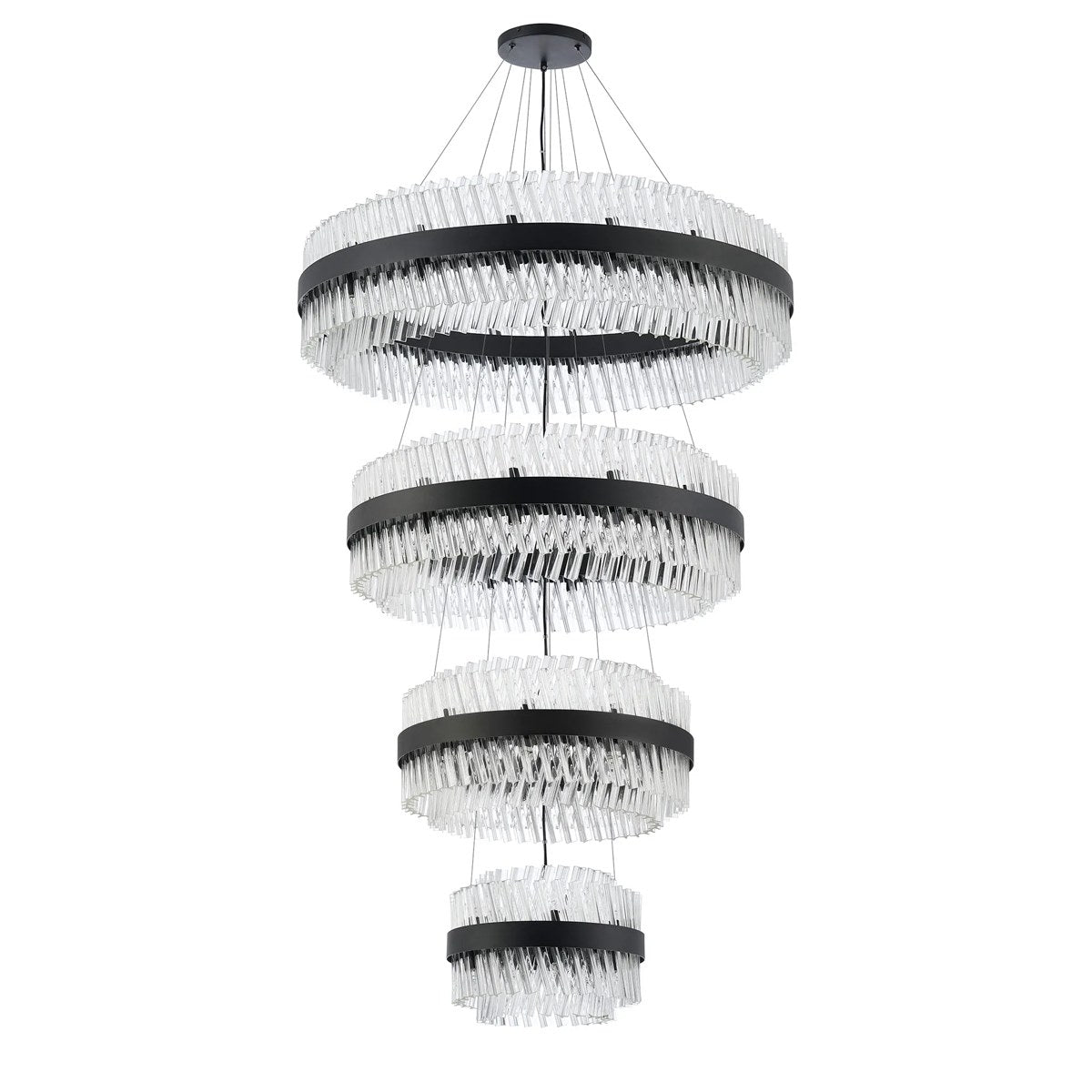 Regent Chatou 4 Tier 84 Light Pendant Light - Satin Black / Clear