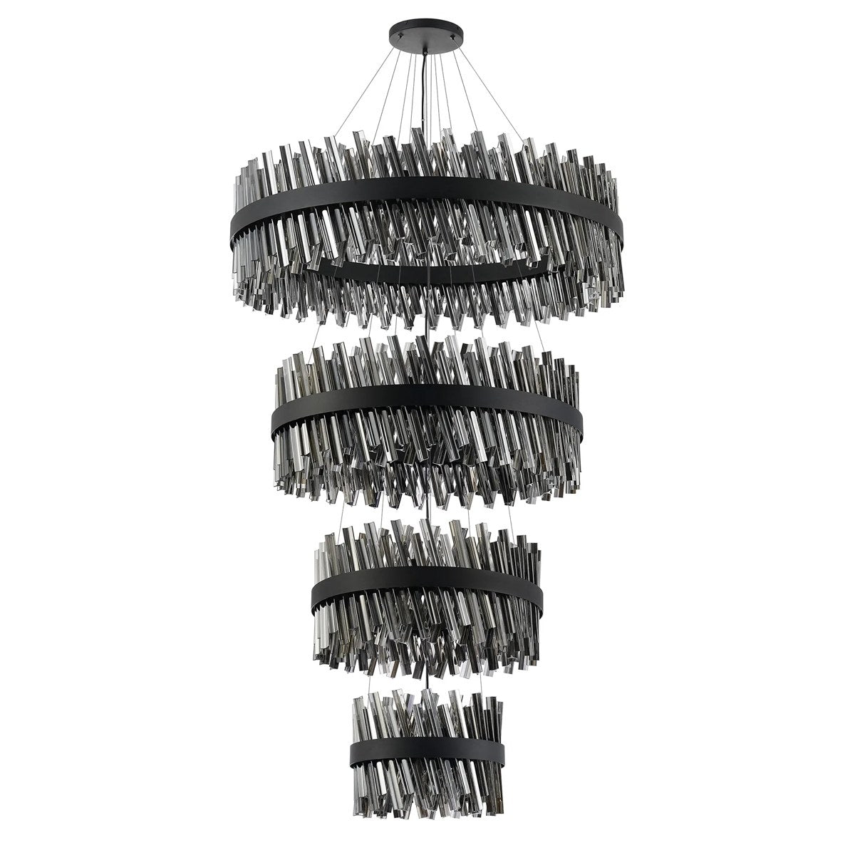 Regent Chatou 4 Tier 84 Light Pendant Light - Satin Black / Smoke