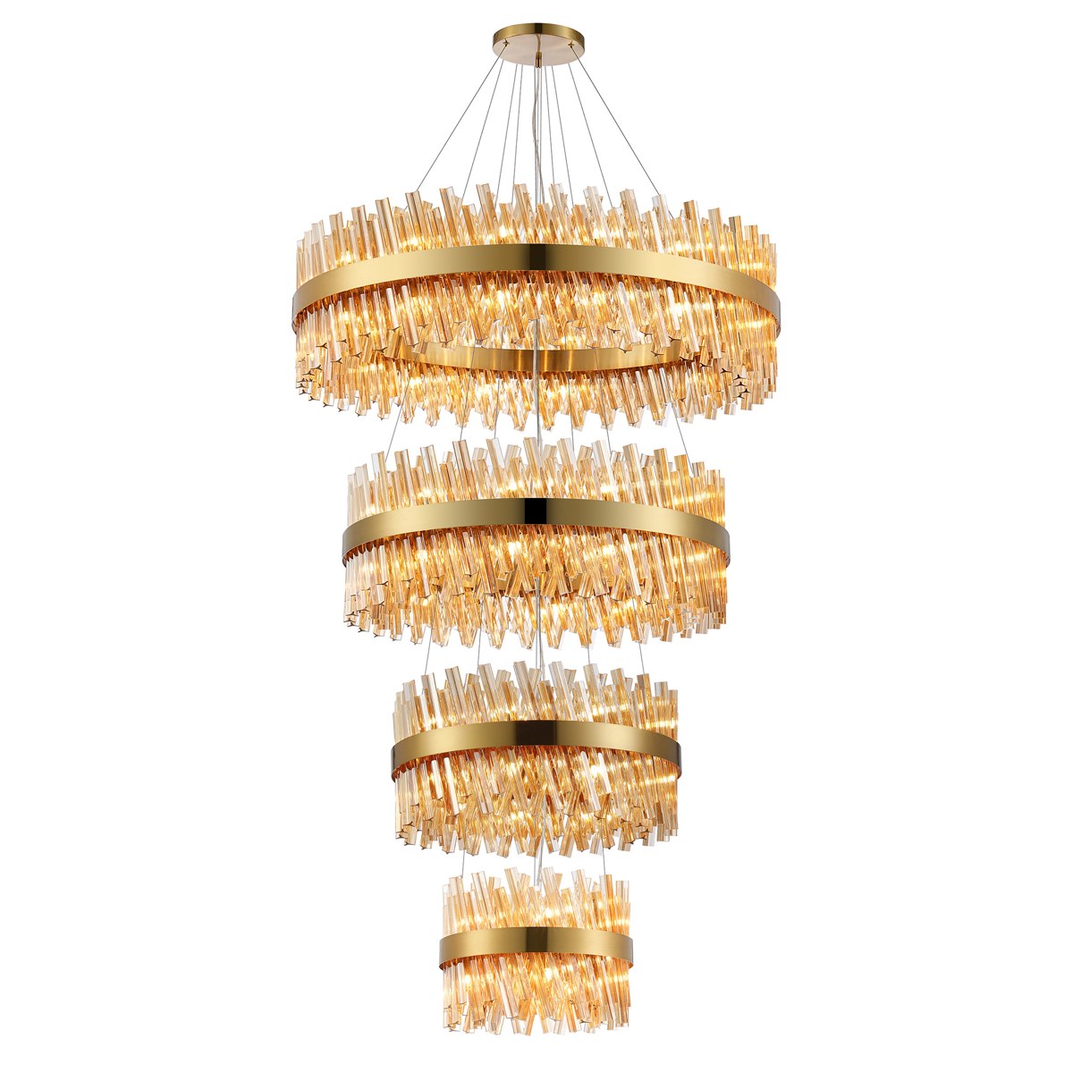 Regent Chatou 4 Tier 84 Light Pendant Light - Brass / Amber