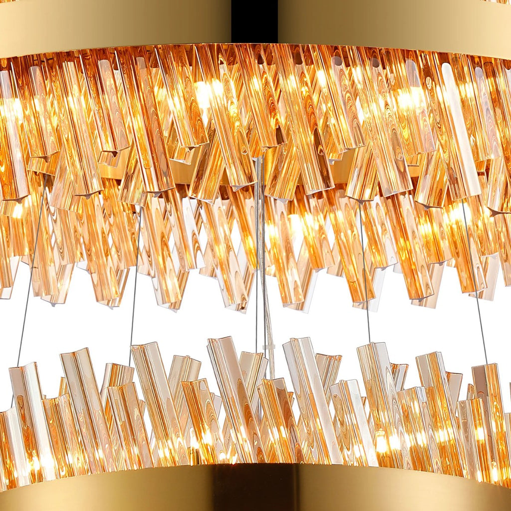 Regent Chatou 4 Tier 84 Light Pendant Light - Brass / Amber