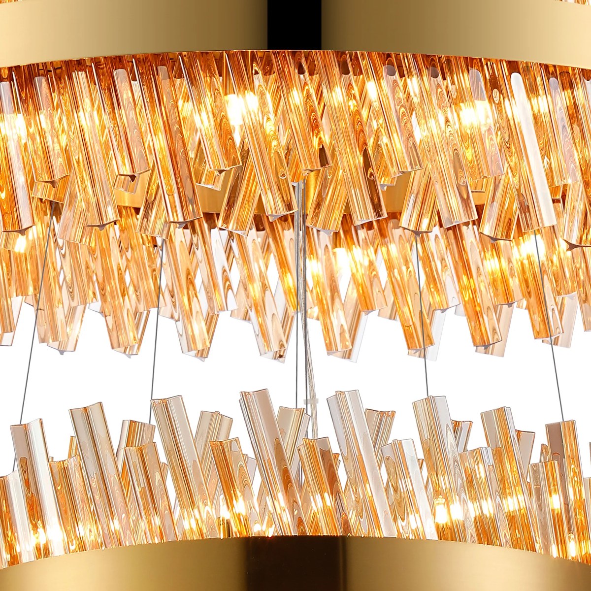 Regent Chatou 4 Tier 84 Light Pendant Light - Brass / Amber