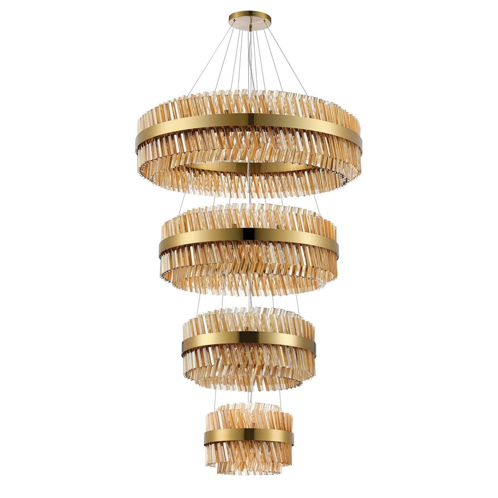 Regent Chatou 4 Tier 84 Light Pendant Light - Brass / Amber