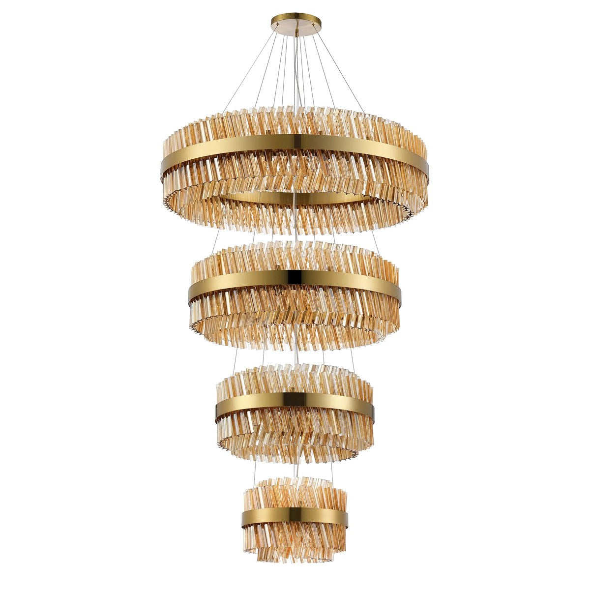 Regent Chatou 4 Tier 84 Light Pendant Light - Brass / Amber