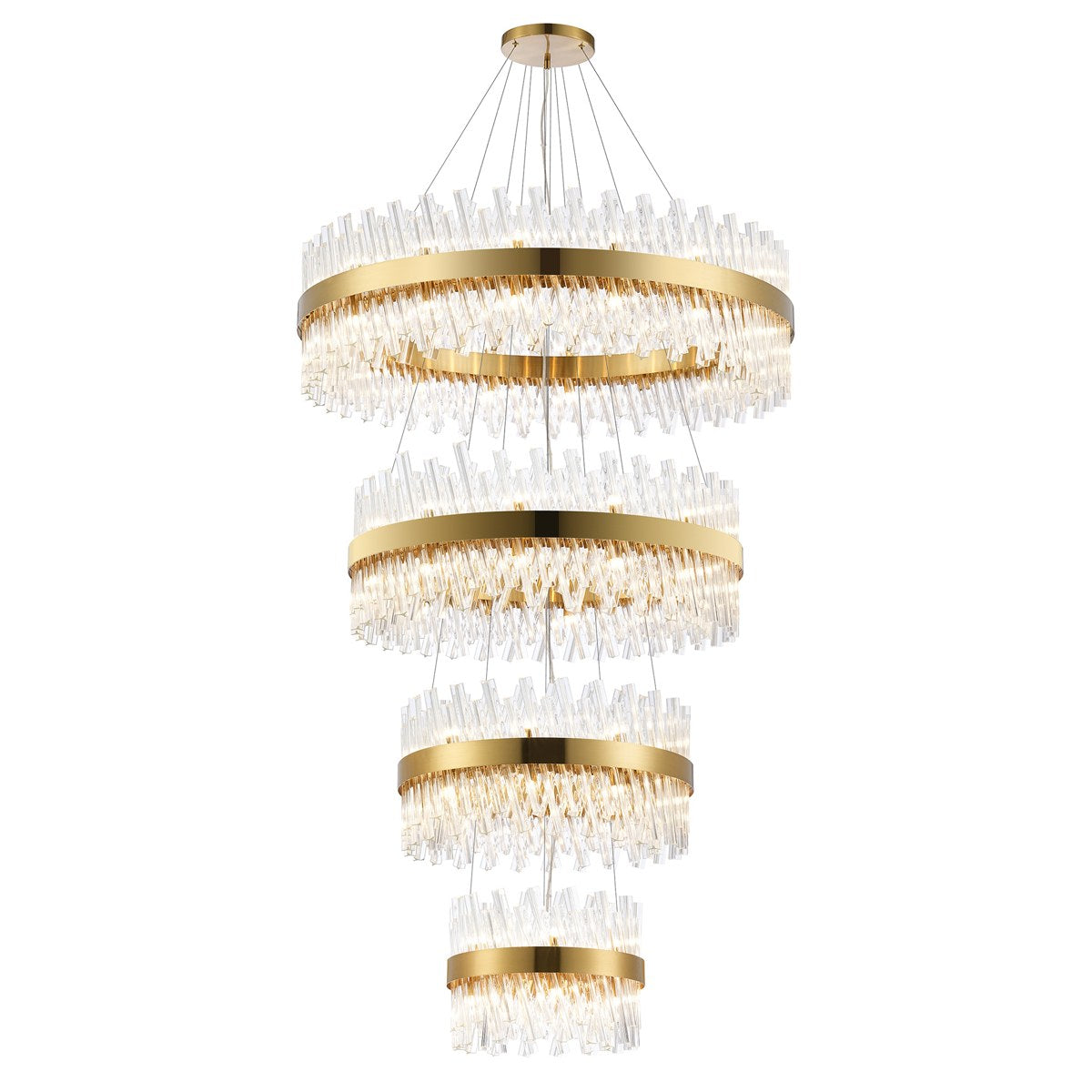 Regent Chatou 4 Tier 84 Light Pendant Light - Brass / Clear