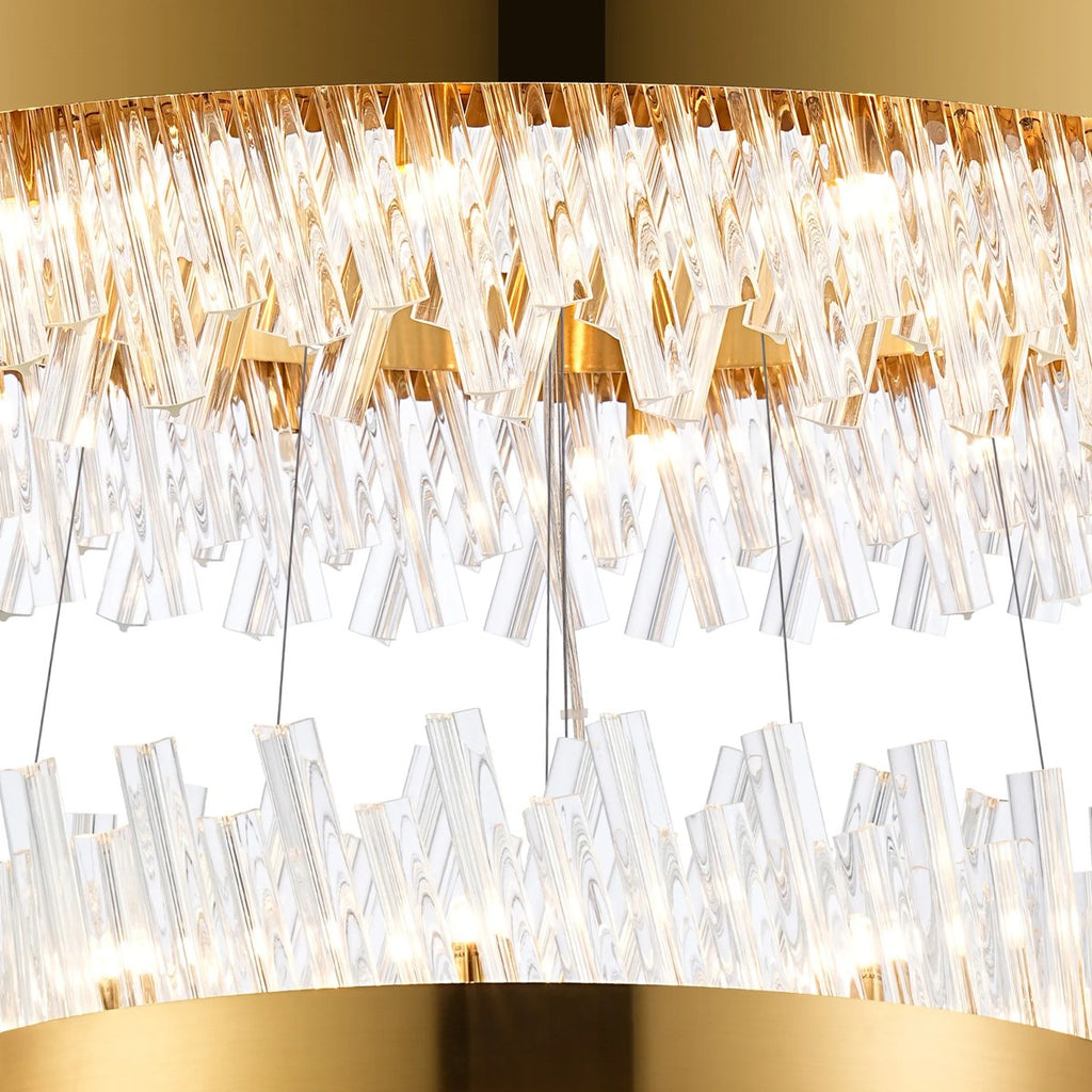 Regent Chatou 4 Tier 84 Light Pendant Light - Brass / Clear