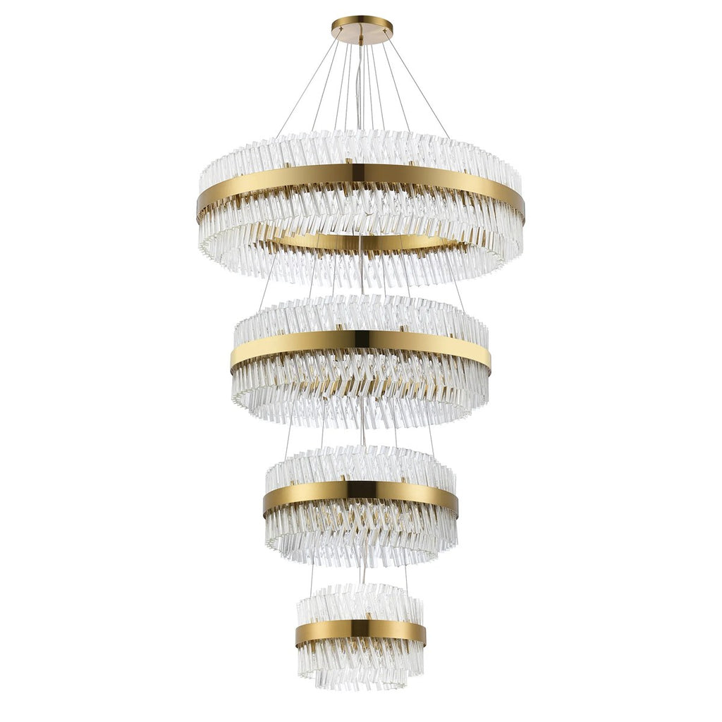Regent Chatou 4 Tier 84 Light Pendant Light - Brass / Clear